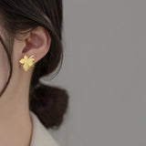 925 Silver Maple Leaf Zircon Stud Earrings Hypoallergenic Jewelry