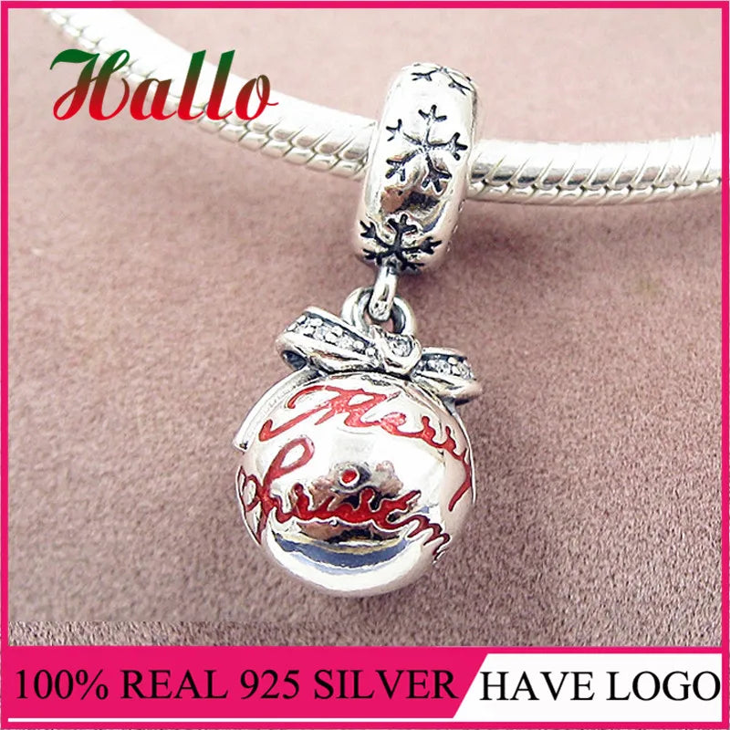 925 Silver Merry Christmas DIY Enamel Charm CZ Beads