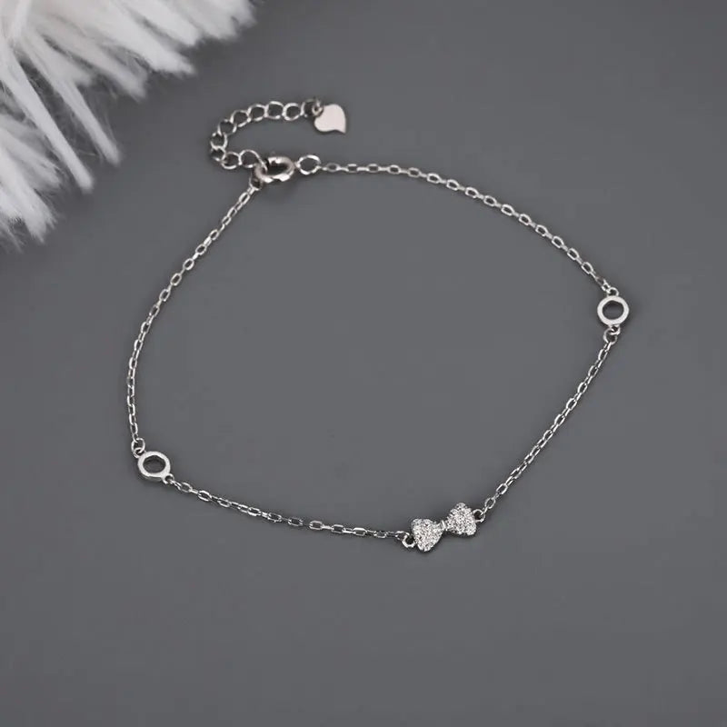 925 Silver Bowknot Chain Bracelet for Women Hypoallergenic Jewelry