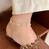 925 Sterling Silver Chain Beads Anklet for Women