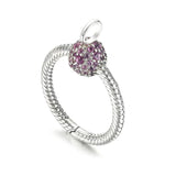925 Silver Small Pink Pave O Pendant Charm Women DIY Jewelry Gift