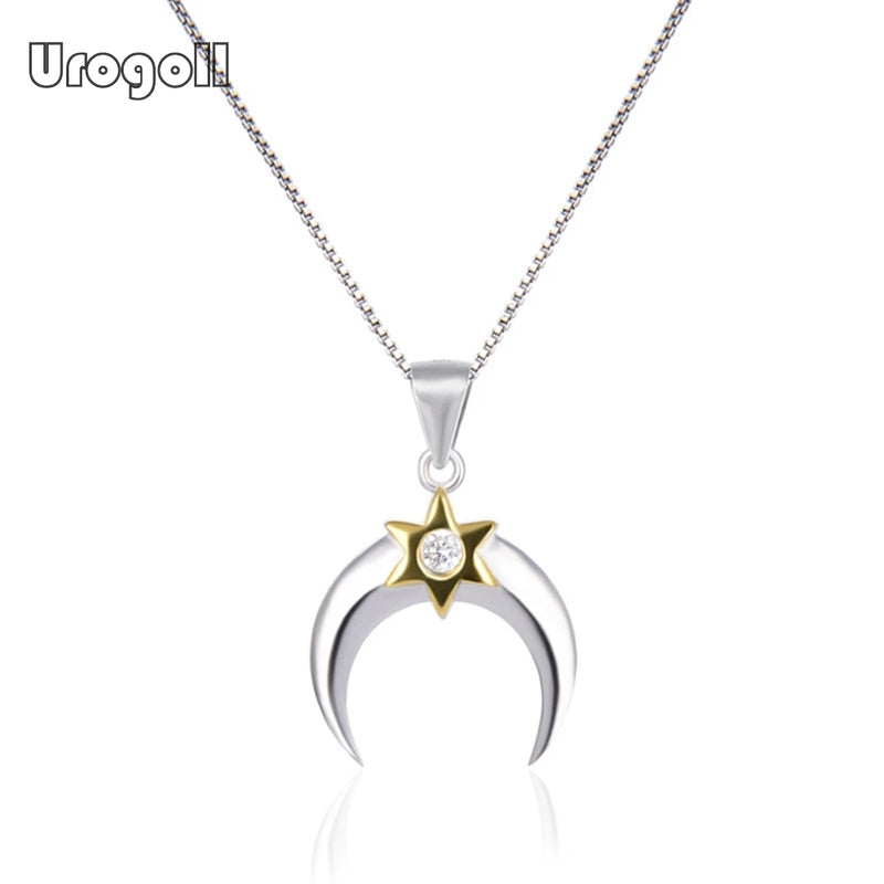 925 Silver Moon Pendant Necklaces for Women Wedding Anniversary Party