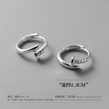 925 Silver Nail Hoop Earrings Small Huggie Hoops for Women