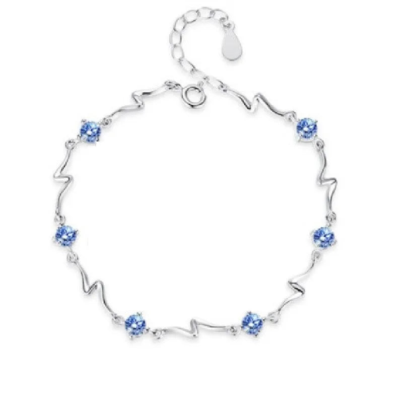 925 Sterling Silver Natural Sapphire Gemstone Bracelet for Women