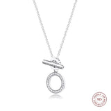 925 Sterling Silver Double Hoop T-bar Necklace Chain for Women