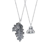 925 Silver Oak Leaf & Kapok Chain Pendant Necklace for Couples