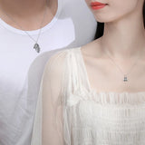 925 Silver Oak Leaf & Kapok Chain Pendant Necklace for Couples