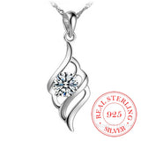 925 Silver Angel Wings Crystal Cz Pendant Necklace Choker