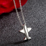925 Silver Airplane Pendant Necklace Minimalist Charm Jewelry