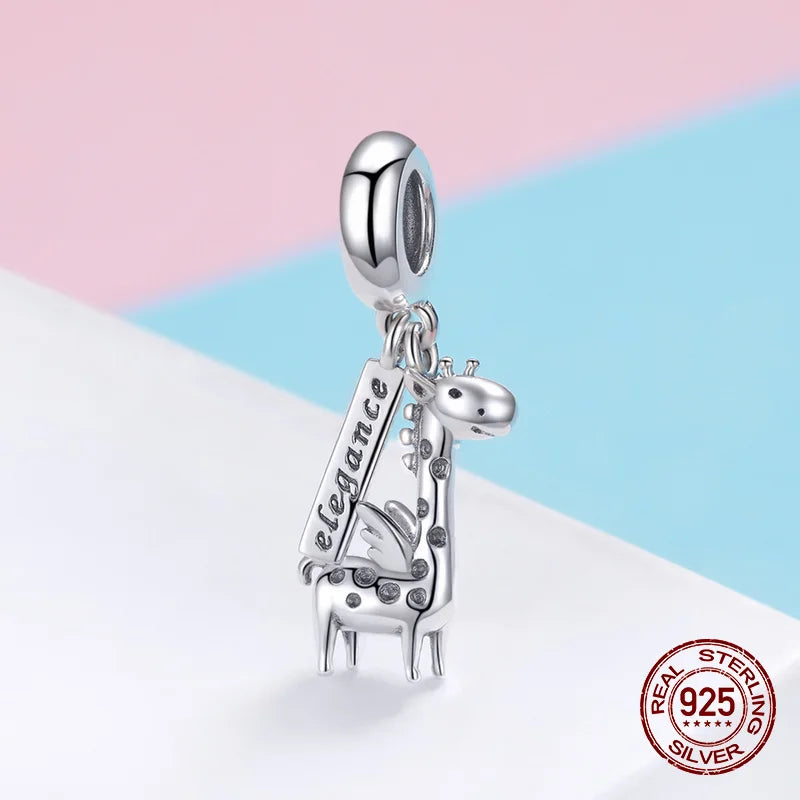 925 Silver Giraffe Charm Pendant for Bracelet Beads 3MM Jewelry