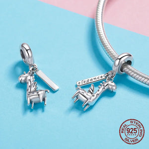 925 Silver Giraffe Charm Pendant for Bracelet Beads 3MM Jewelry