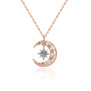925 Silver Necklace Moon Pendant For Women Anniversary Party