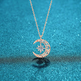 925 Silver Necklace Moon Pendant For Women Anniversary Party