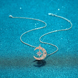925 Silver Necklace Moon Pendant For Women Anniversary Party