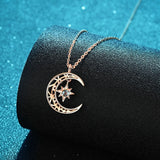 925 Silver Necklace Moon Pendant For Women Anniversary Party