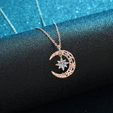 925 Silver Necklace Moon Pendant For Women Anniversary Party