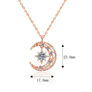 925 Silver Necklace Moon Pendant For Women Anniversary Party