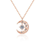 925 Silver Necklace Moon Pendant For Women Anniversary Party