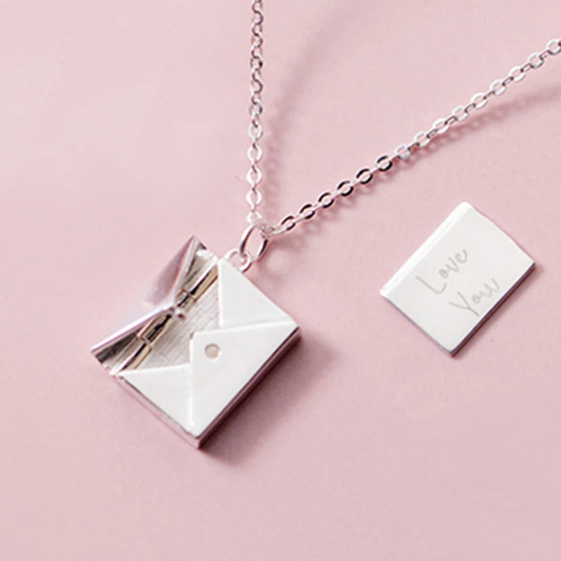 925 Silver Envelope Lover Letter Pendant Necklace for Girlfriend
