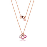 925 Silver Necklace Rose Pink Fan Collier Necklaces Women Statement Jewelery