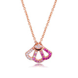 925 Silver Necklace Rose Pink Fan Collier Necklaces Women Statement Jewelery