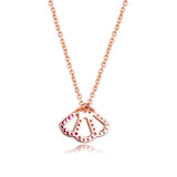 925 Silver Necklace Rose Pink Fan Collier Necklaces Women Statement Jewelery