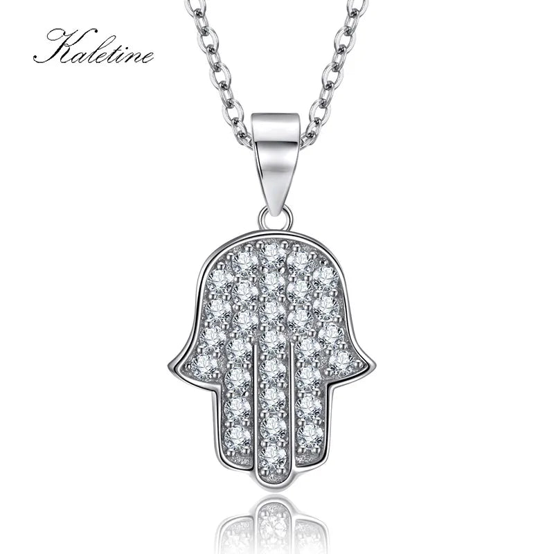 925 Sterling Silver Hamsa Hand Pendant Necklace