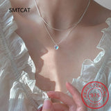 925 Silver Opal Heart Pendant Necklace Women Fine Jewelry Anniversary Gift
