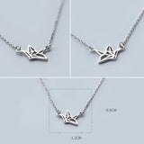 925 Silver Crane Necklace for Women Clavicle Pendant