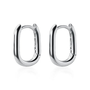 925 Silver Oval Hoop Earrings High Polished Minimalist Jewelry