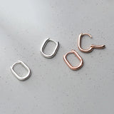 925 Silver Oval Hoop Earrings High Polished Minimalist Jewelry