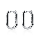 925 Silver Oval Hoop Earrings High Polished Minimalist Jewelry