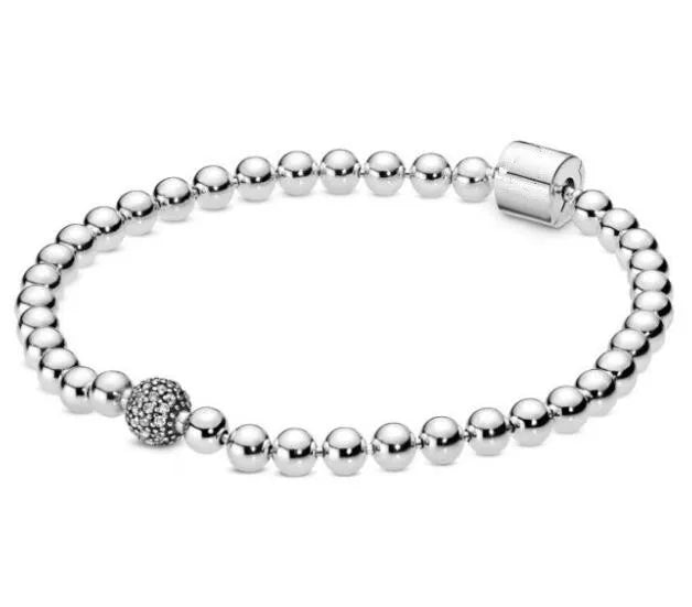 925 Sterling Silver Pan Bracelet with Crystal Ball Charm