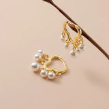 925 Silver Pearls Tassel Earrings Cloud Shape Ear Clip Ethnic Style