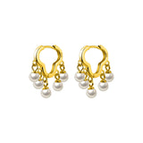 925 Silver Pearls Tassel Earrings Cloud Shape Ear Clip Ethnic Style