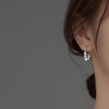 925 Silver Pearls Tassel Earrings Cloud Shape Ear Clip Ethnic Style