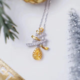 925 Silver Pendant Necklace Yellow Diamond Gemstone Wedding Jewelry