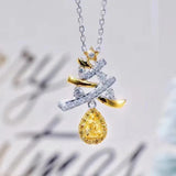 925 Silver Pendant Necklace Yellow Diamond Gemstone Wedding Jewelry