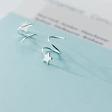 925 Silver Pentagram Star Ear Bone Ear Buckle Rotating Mini Stud Earrings