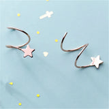 925 Silver Pentagram Star Ear Bone Ear Buckle Rotating Mini Stud Earrings
