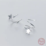 925 Silver Pentagram Star Ear Bone Ear Buckle Rotating Mini Stud Earrings