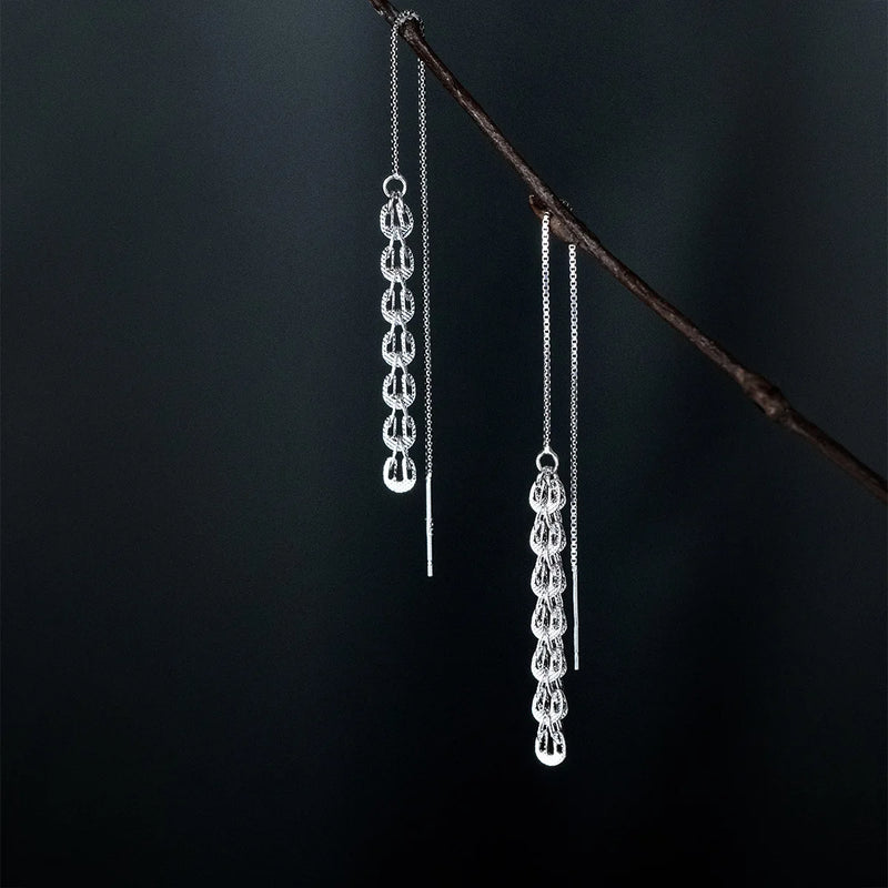 925 Silver Phoenix Tail Drop Earrings Hypoallergenic