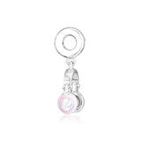 925 Sterling Silver Pink Headphones Hanging Charm for Bracelet Beads