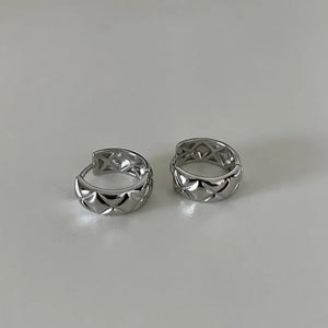 925 Silver Plaid Small Hoop Earrings Hypoallergenic Jewelry