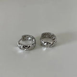 925 Silver Plaid Small Hoop Earrings Hypoallergenic Jewelry