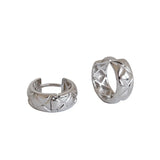 925 Silver Plaid Small Hoop Earrings Hypoallergenic Jewelry