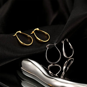 925 Sterling Silver Oval Hoop Earrings Hypoallergenic Jewelry for Women