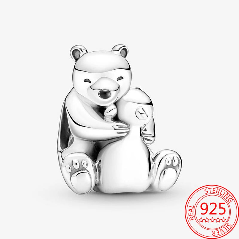 925 Silver Polar Bear Parent-Child Charm for Bracelet & Necklace