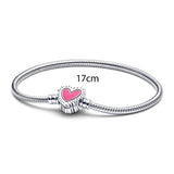 925 Silver Red Running Heart 3mm Bracelet&Bangle For Women Birthday Gift