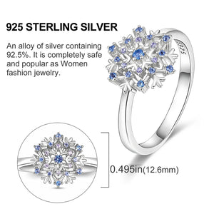 925 Silver Ring Women Flower Dragonfly CZ Zircon Jewelry Gift